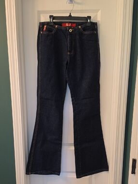 Guess Dark Blue Flared Women's Lowrise Jeans with Contrast Stitching